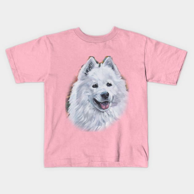 samoyed Fine Art Painting Kids T-Shirt by LASHEPARD